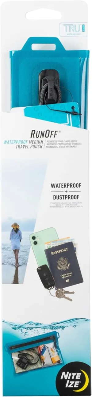Nite Ize RunOff Waterproof Travel Pouch with TRU Zip - Dry Pouch for Phone & Travel Necessities - Touchscreen Friendly - Waterproof with Reliable Zipper - Blue, Medium