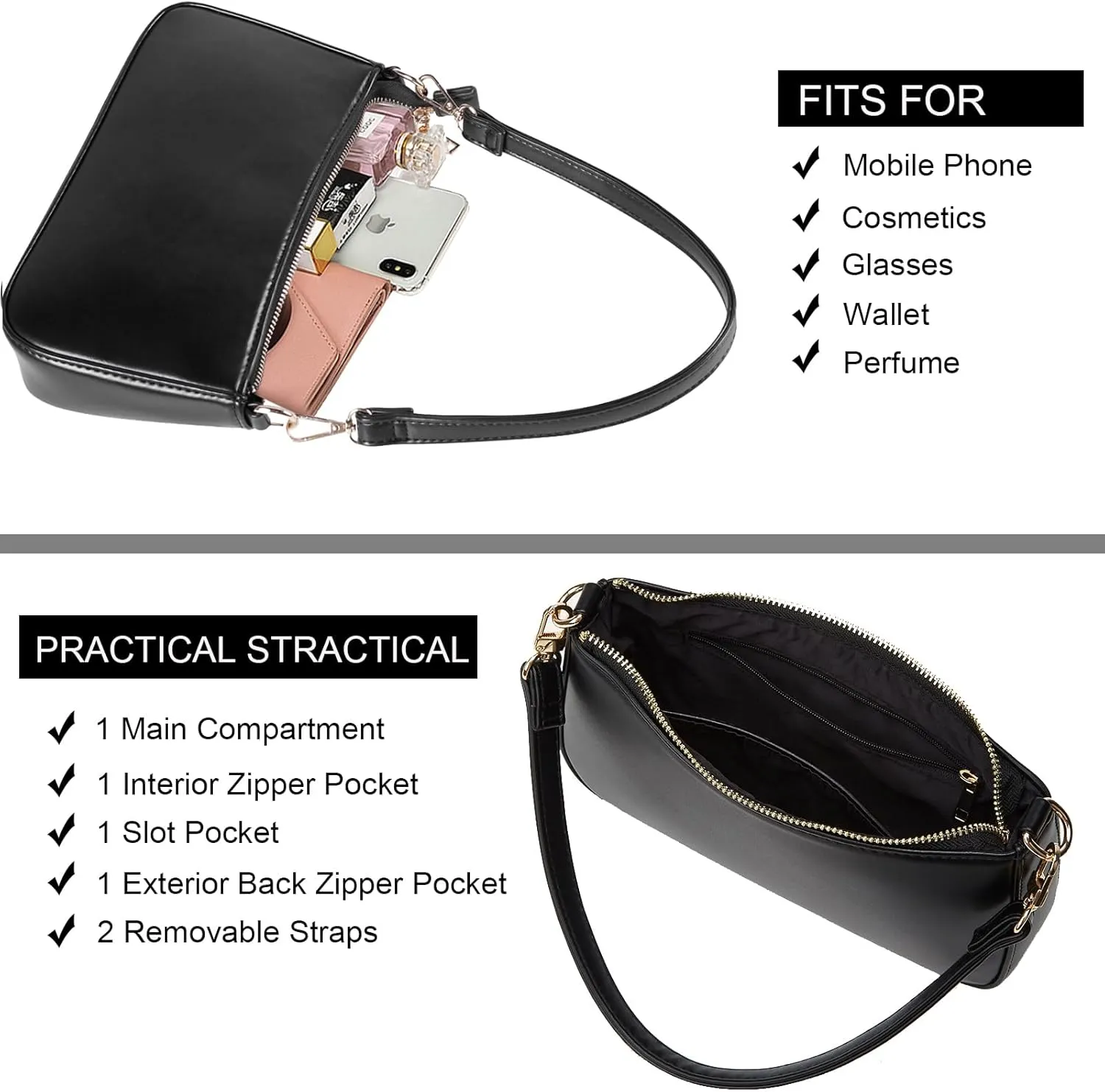 NIUEIMEE ZHOU Shoulder Bag for Women Retro Vegan Leather Classic Clutch Tote HandBags Purses with Zipper Closure