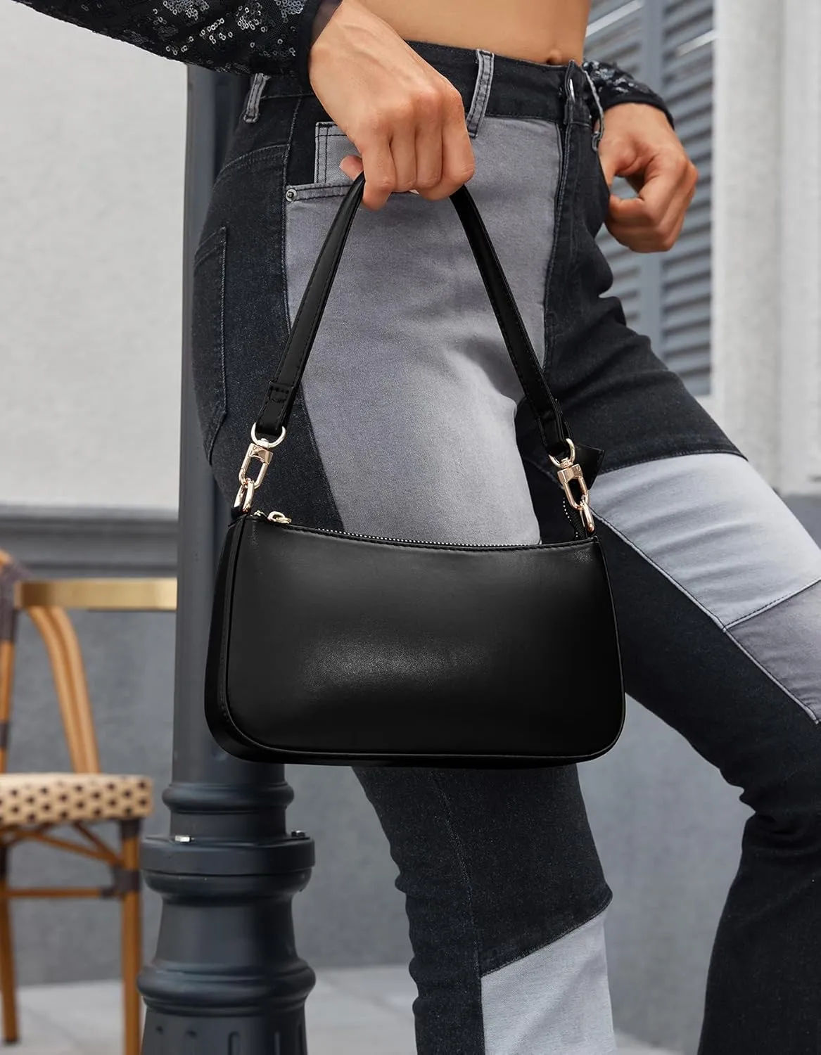 NIUEIMEE ZHOU Shoulder Bag for Women Retro Vegan Leather Classic Clutch Tote HandBags Purses with Zipper Closure
