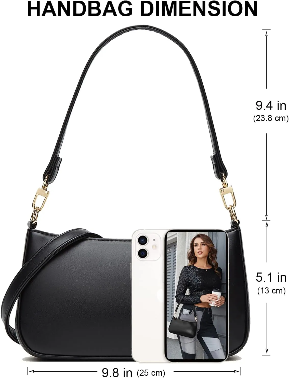NIUEIMEE ZHOU Shoulder Bag for Women Retro Vegan Leather Classic Clutch Tote HandBags Purses with Zipper Closure