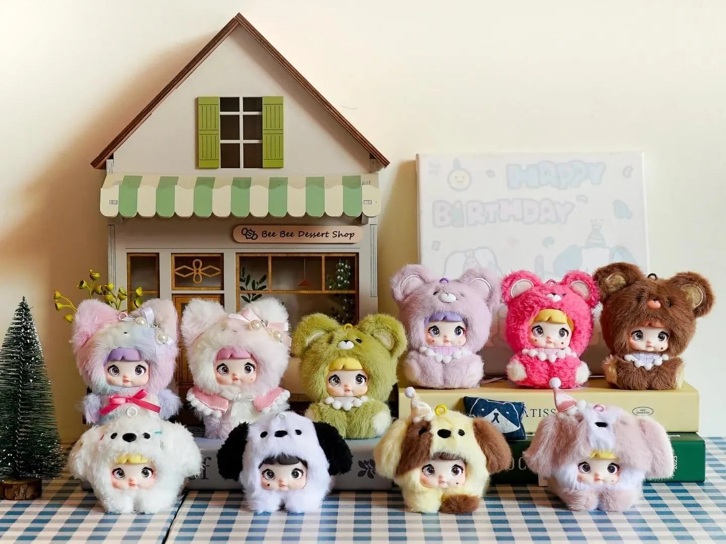 Nommi Baby Series Plush Blind Box Figures 8PCs Adorable Collectible Pendant for Bags & Keys, Modern Home Decoration