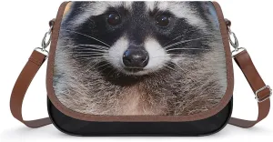Northern Raccoon's Face Classic Crossbody Bags Purses for Women Leather Shoulder Handbags with Adjustable Strap