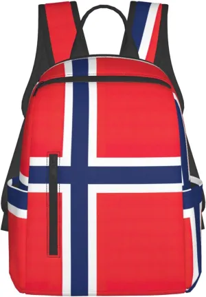 Norwegian flag Lightweight Backpack Travel Shoulder Bag with Stylish Print, Leisure Day Trips Shopping Backpack