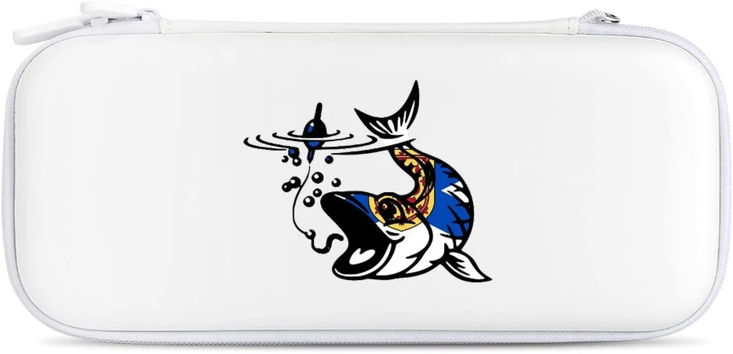 Nova Scotia Flag Fish Fishing Compatible with Switch Carrying Case Hard Travel Game Bag Pouch with 15 Games Accessories