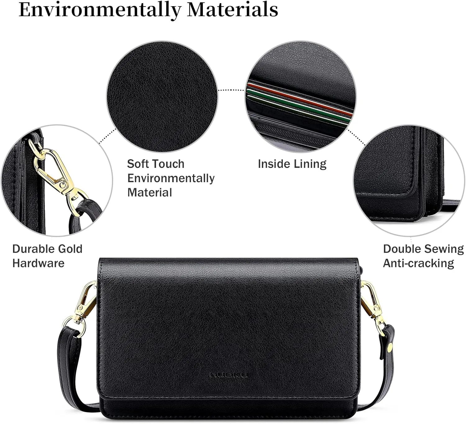 nuoku Small Crossbody Bags for Women, Small Crossbody Purse with Card Slots, Cell Phone Purse for Women with Phone Pocket