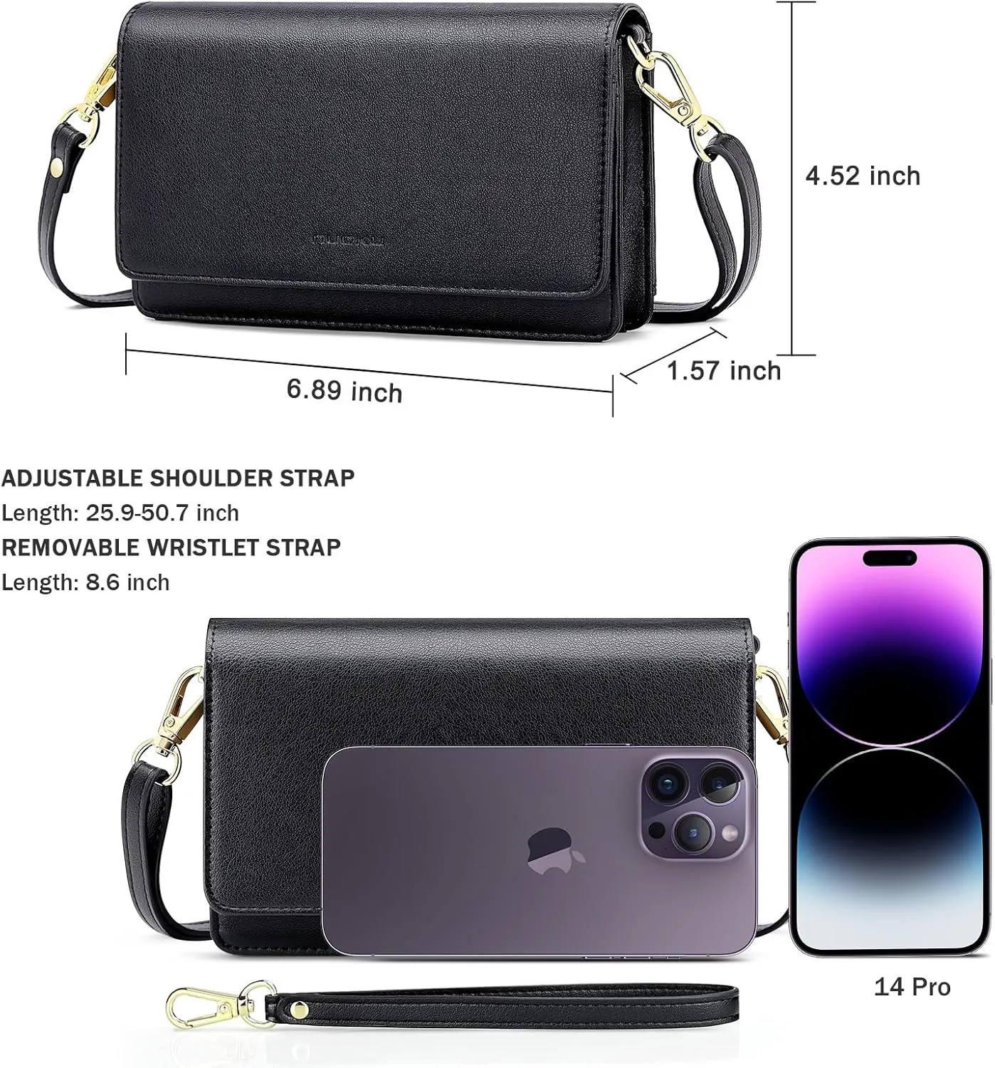 nuoku Small Crossbody Bags for Women, Small Crossbody Purse with Card Slots, Cell Phone Purse for Women with Phone Pocket