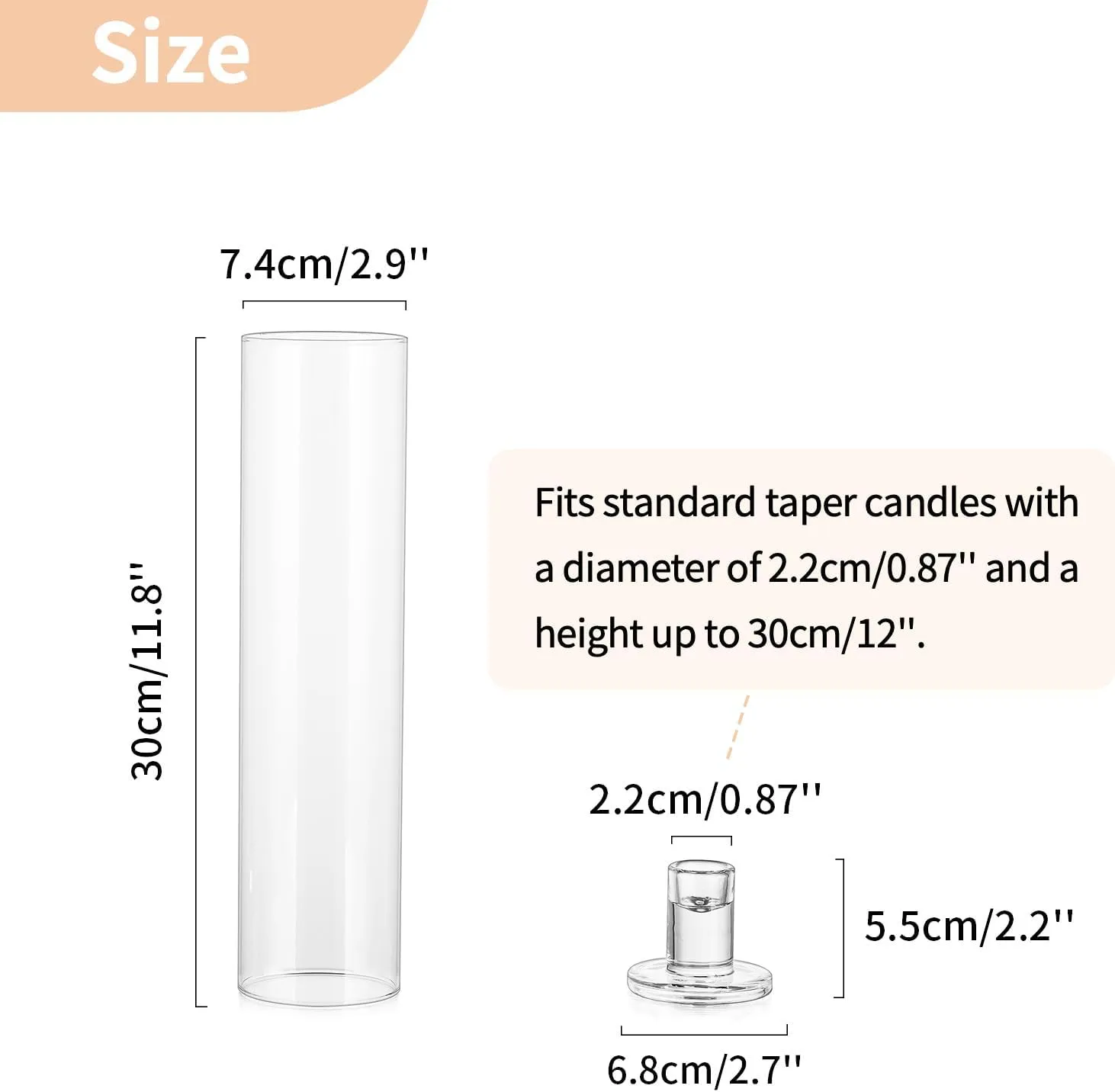 NUPTIO Taper Candle Holders Glass: Hurricane Candle Holder Bulk for Tapered Candles 10 Pcs Large Crystal Candlestick Holder Stand with Cylinder Sleeves for Home Wedding Chrstmas Birthday Party Decor