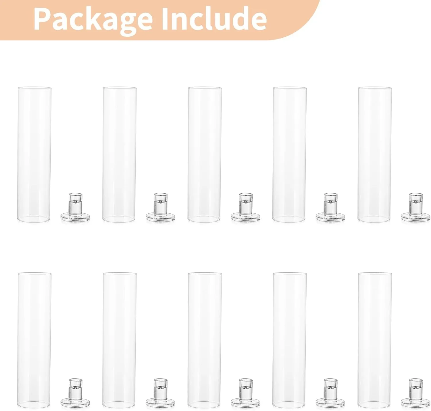 NUPTIO Taper Candle Holders Glass: Hurricane Candle Holder Bulk for Tapered Candles 10 Pcs Large Crystal Candlestick Holder Stand with Cylinder Sleeves for Home Wedding Chrstmas Birthday Party Decor
