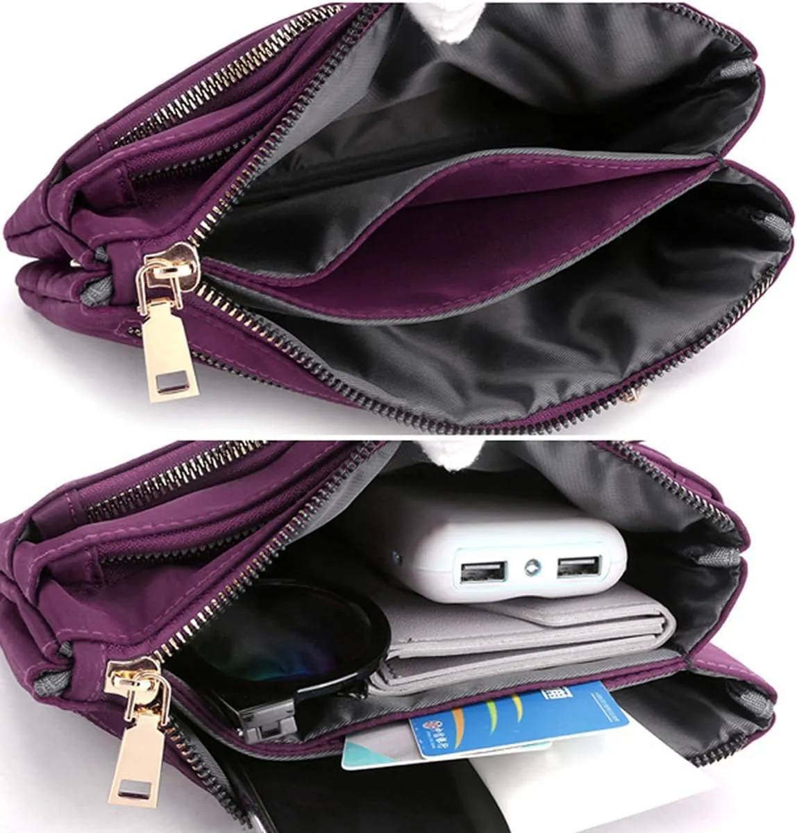 Nylon Small Cross Body Bags for Women Multi Pockets Phone Shoulder Bag Travel Mini Handbag Ladies Cross Body Bag (Dark Blue)