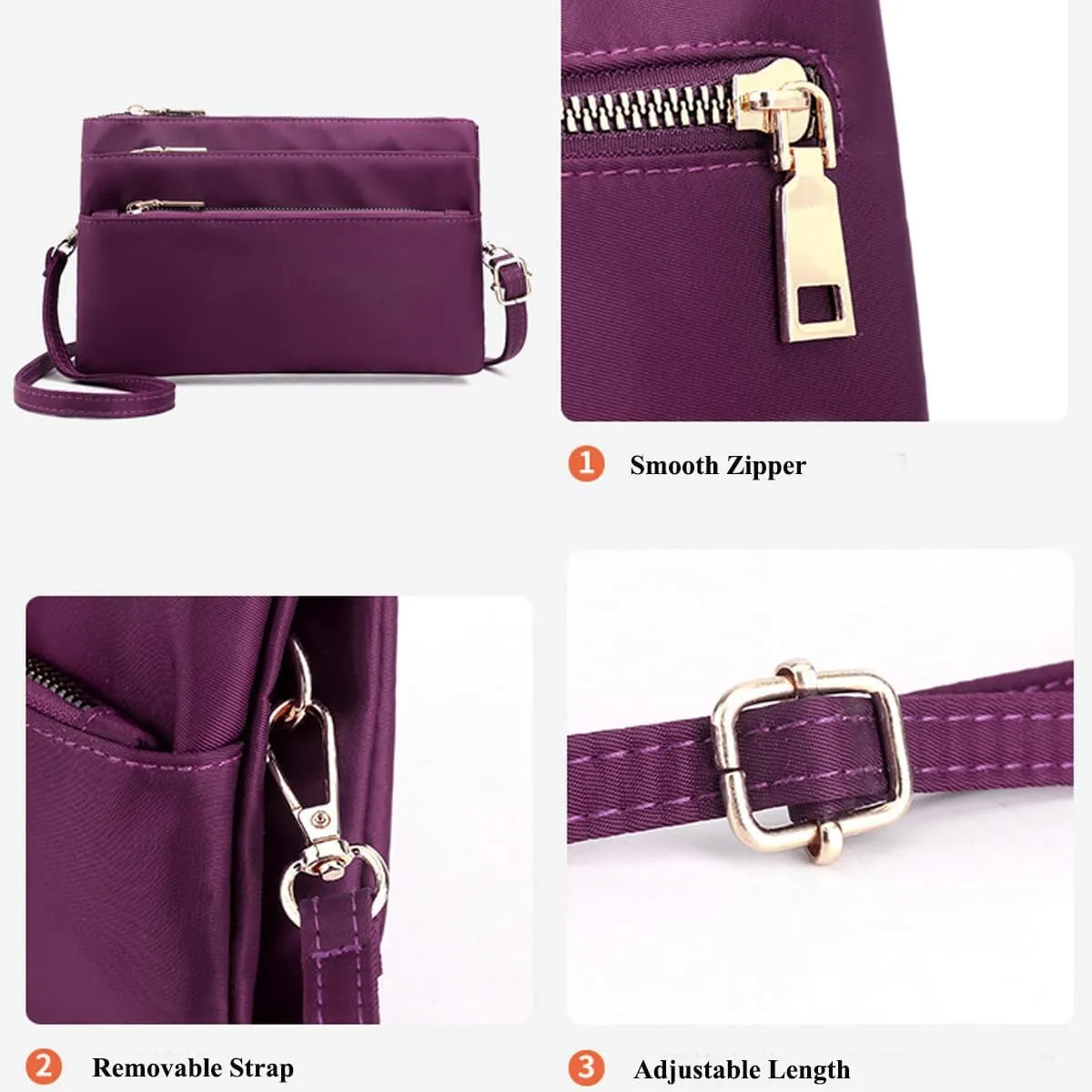 Nylon Small Cross Body Bags for Women Multi Pockets Phone Shoulder Bag Travel Mini Handbag Ladies Cross Body Bag (Dark Blue)