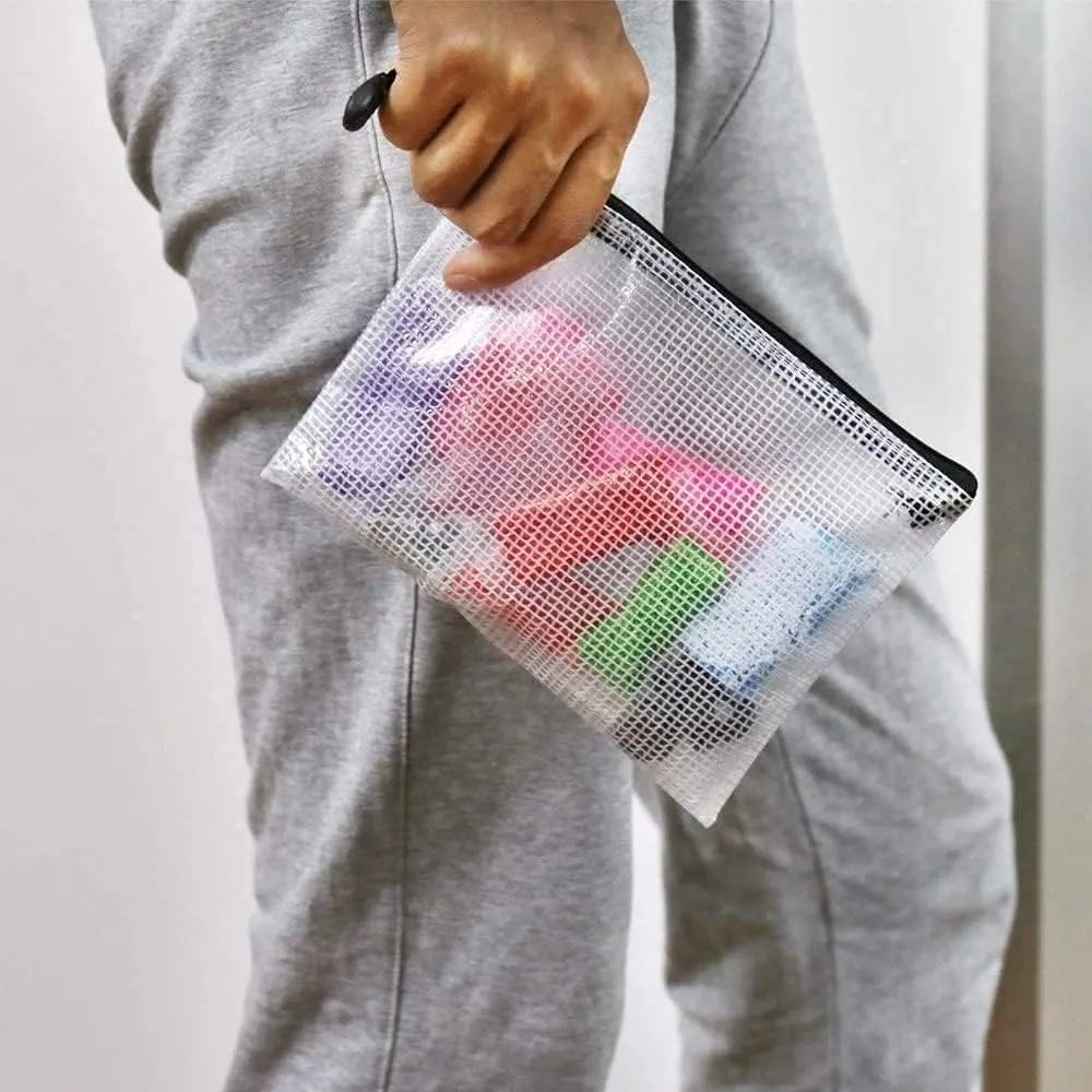Oaimyy-8"x 10",18 Pcs,Plastic Mesh Zipper Pouch Document Folders Bag Zipper Zip File Folders for Office Supplies, Travel,Organizing Storage (Multicolor)