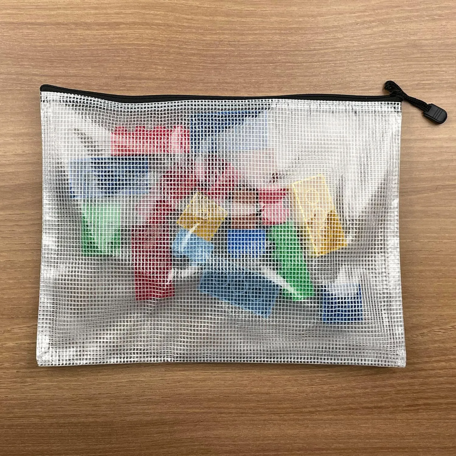 Oaimyy-8"x 10",18 Pcs,Plastic Mesh Zipper Pouch Document Folders Bag Zipper Zip File Folders for Office Supplies, Travel,Organizing Storage (Multicolor)