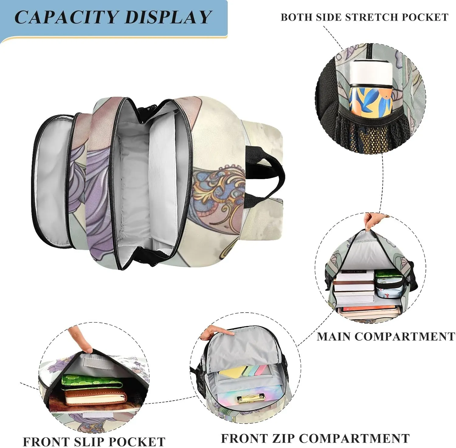 ODAWA Fairy Art Kids Backpacks Computer Backpack for Women Kids Bookbag Boys
