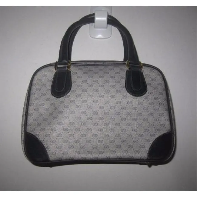 Of Vintage Logo G Shades Coated Blue Canvas Satchel Navy Limited-edition offer Gucci Small Global delivery Leather
