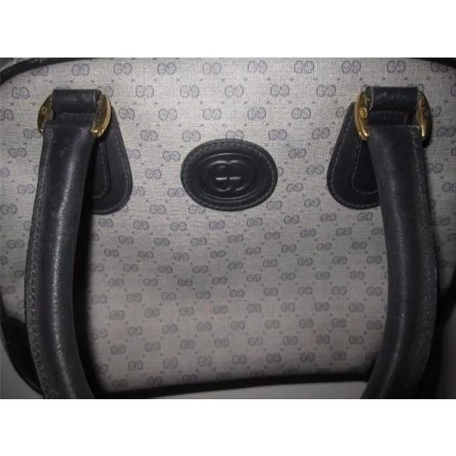 Of Vintage Logo G Shades Coated Blue Canvas Satchel Navy Limited-edition offer Gucci Small Global delivery Leather