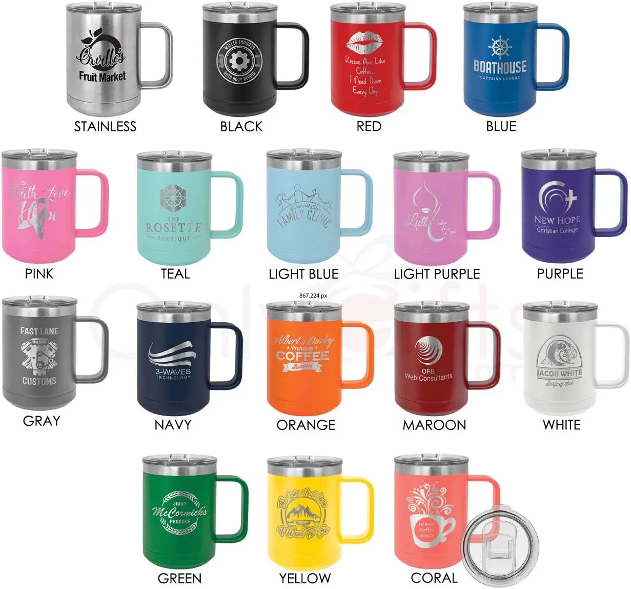 OH DEER Coral 15 oz Coffee Cup w/Slide Top Lid | Insulated Travel Coffee Mug | Birthday Or Christmas Gift Ideas From Women or Men | Compare To Yeti Rambler | ONLYGIFTS.COM
