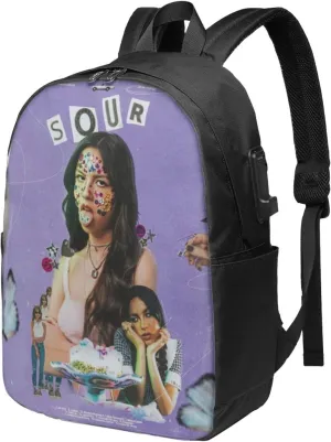 Olivia Songwriter Actress Rodrigo Laptop Backpack With Usb Charging Port Large Travel Bags Unisex Adult Gym Bags Daypack for Picnic Modern Work Rucksack Computer Bag for Men&Women