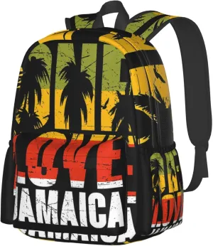 One Loves Jamaica Reggae Palms Backpack Double Shoulder Bag 15 Inch Laptop Bagpacks for Hiking Work Camping Travel