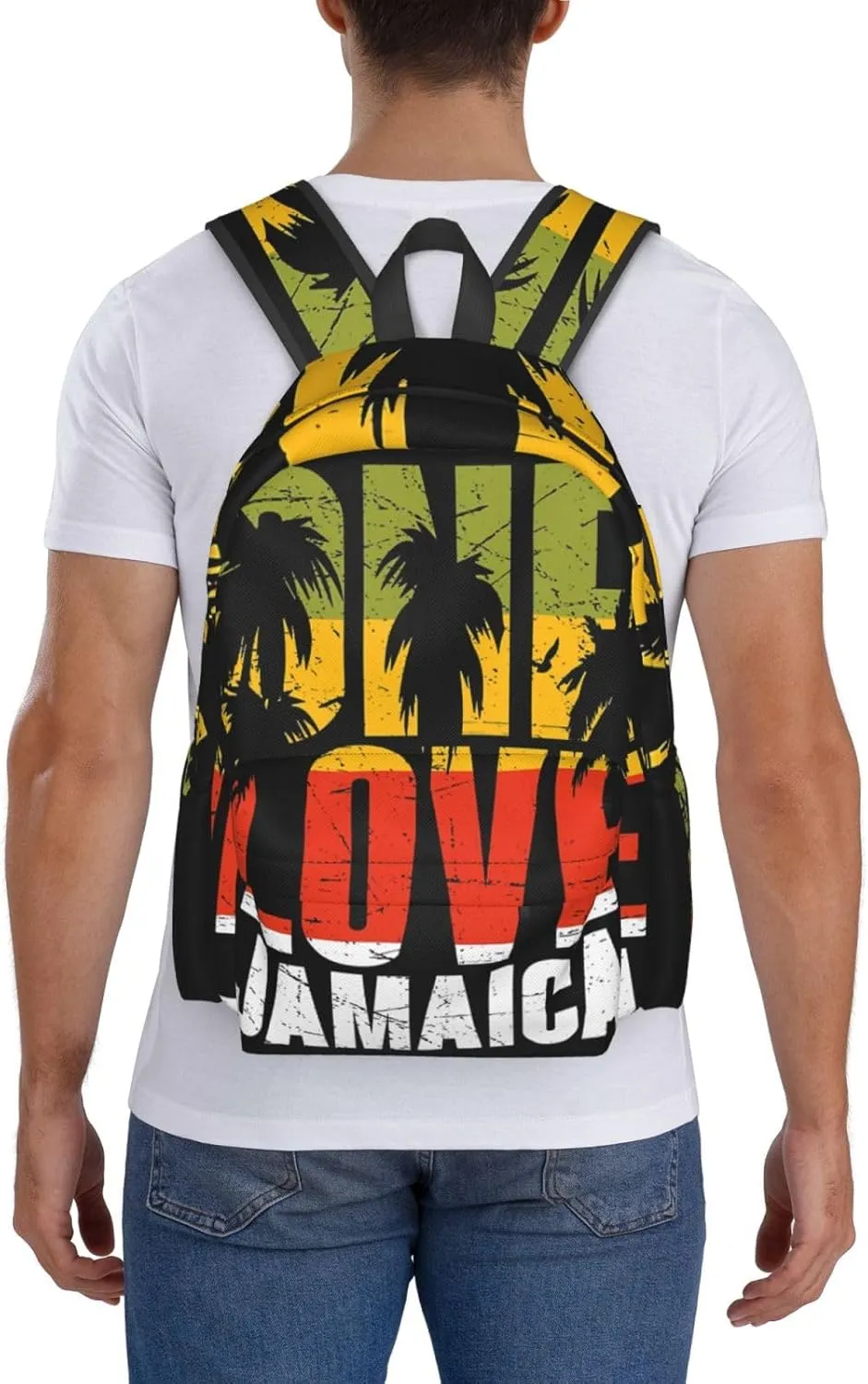 One Loves Jamaica Reggae Palms Backpack Double Shoulder Bag 15 Inch Laptop Bagpacks for Hiking Work Camping Travel
