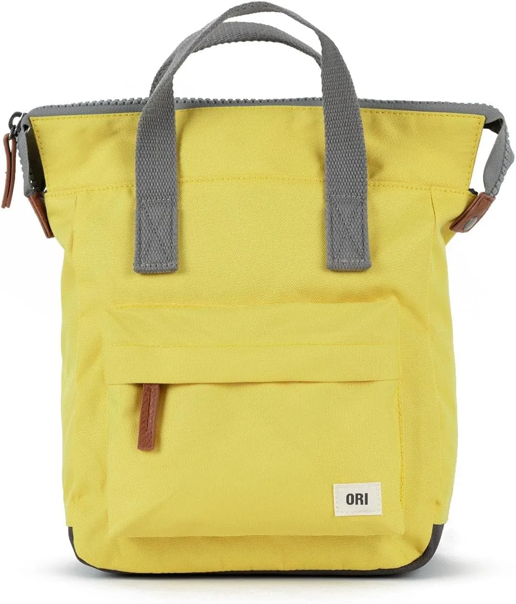 ORI LONDON Small Tote Bag Backpack - Nylon Tote Backpack for Women & Men - Wide Mouth, Chunky Zippers - The Bantry, Custard