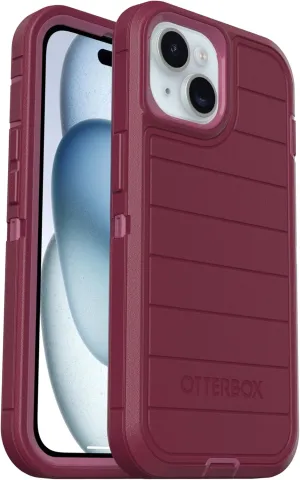 OtterBox iPhone 15, iPhone 14, & iPhone 13 (Only) Defender Series Case - Foxberry (Pink) - Screenless - Rugged & Durable - with Port Protection - Holster Clip Includes - Microbial Defense Protection
