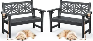 Outdoor Bench Set of 2, 2-Person Garden Benches for Outdoors,HDPE Outdoor Benches Weatherproof That Never Rot,Patio Bench Holds up to 600lbs, Comfort Benches, Suit for Garden,Backyard,Porch,Park