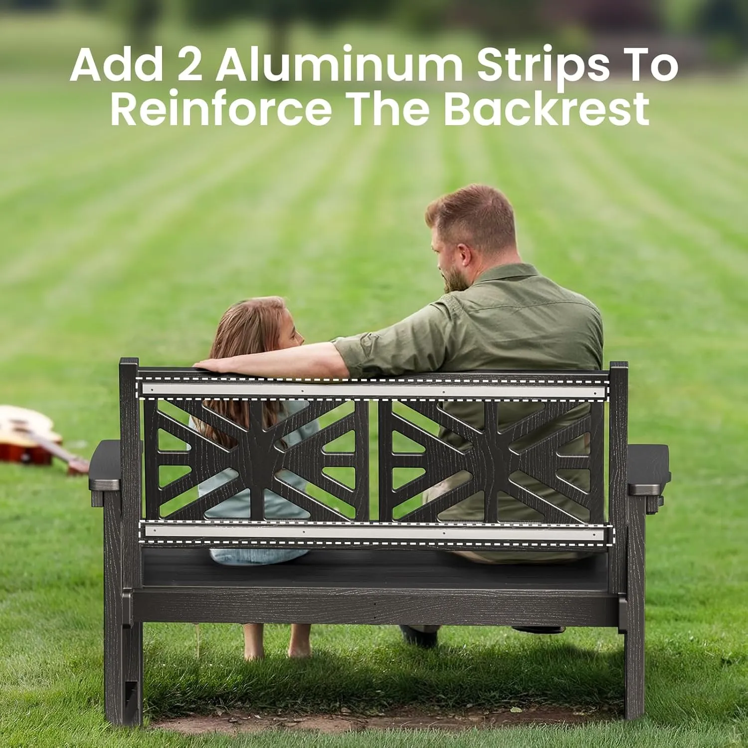 Outdoor Bench Set of 2, 2-Person Garden Benches for Outdoors,HDPE Outdoor Benches Weatherproof That Never Rot,Patio Bench Holds up to 600lbs, Comfort Benches, Suit for Garden,Backyard,Porch,Park