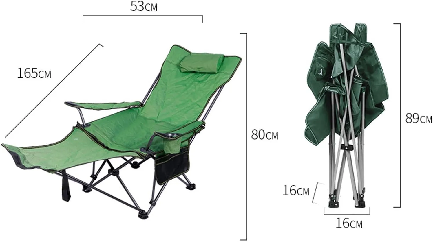 Outdoor Camping Chair Collapsible with Cup Holder Folding Fishing Beach Chair Heavy Duty Steel Recline
