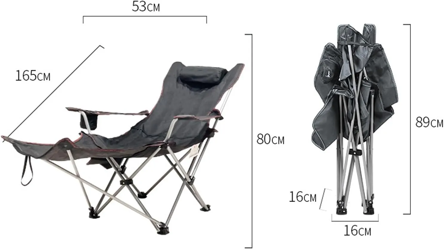 Outdoor Camping Chair Collapsible with Cup Holder Folding Fishing Beach Chair Heavy Duty Steel Recline