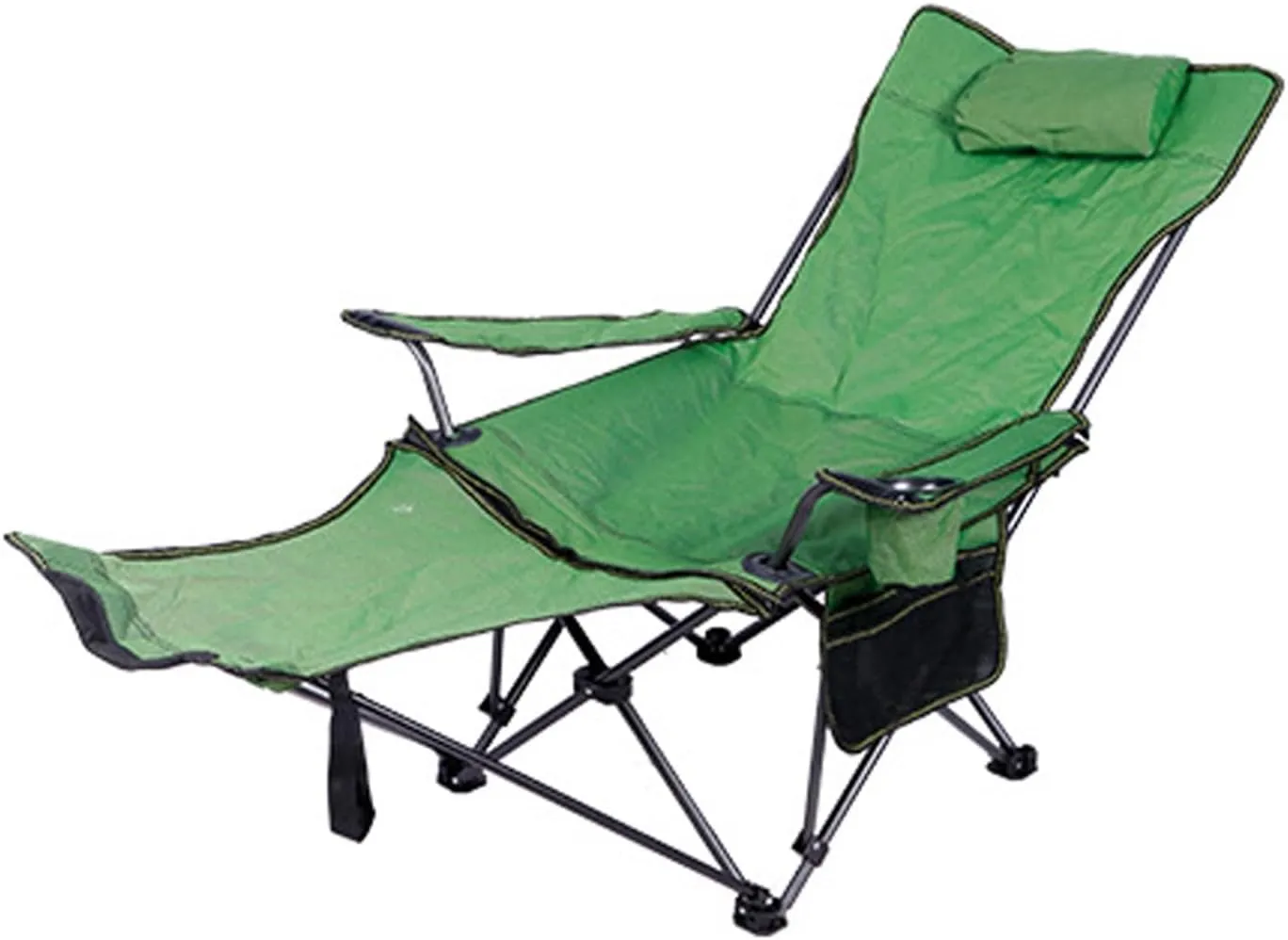 Outdoor Camping Chair Collapsible with Cup Holder Folding Fishing Beach Chair Heavy Duty Steel Recline