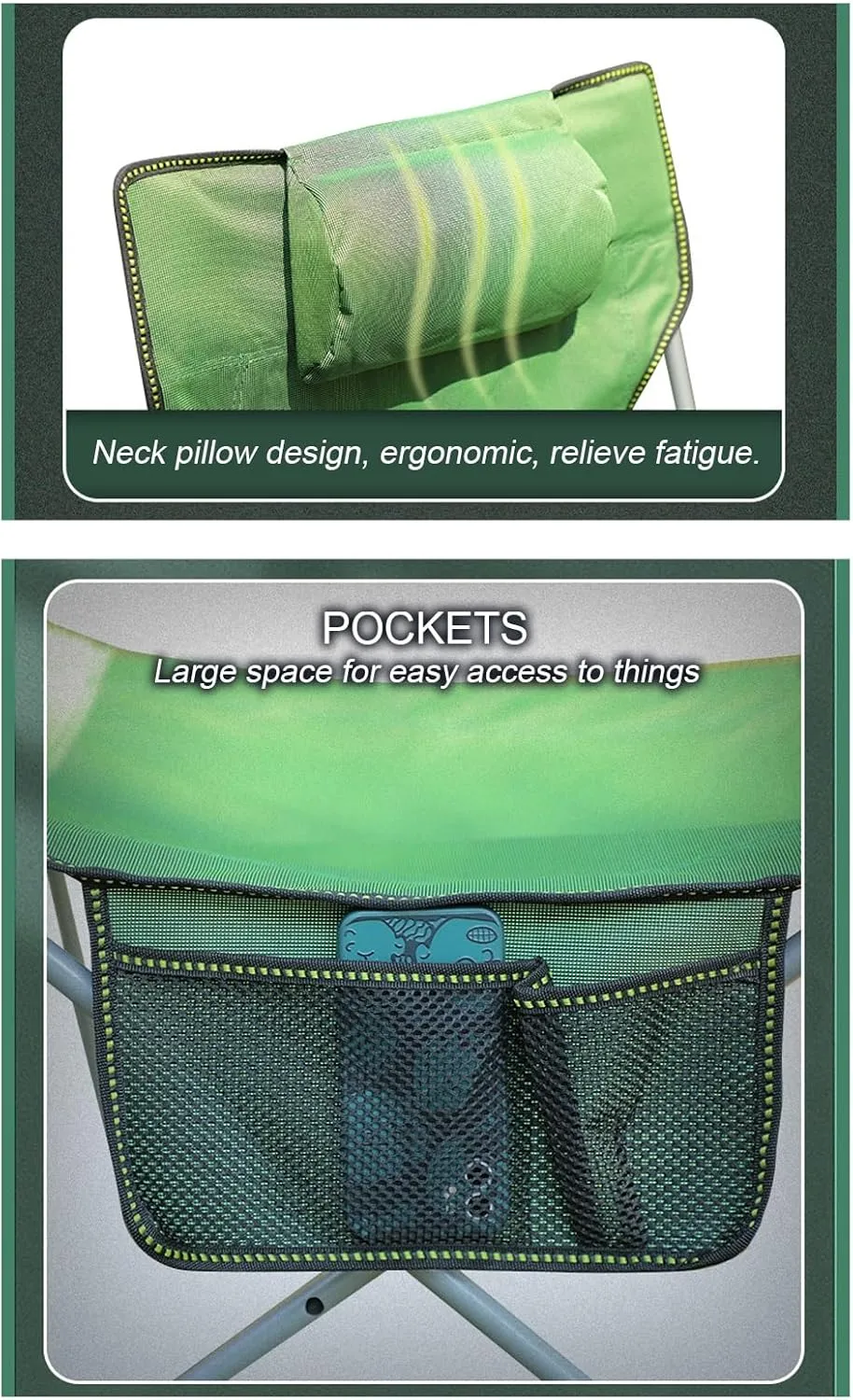 Outdoor Camping Chair Collapsible with Cup Holder Folding Fishing Beach Chair Heavy Duty Steel Recline