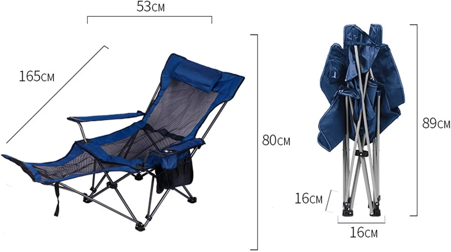 Outdoor Camping Chair Collapsible with Cup Holder Folding Fishing Beach Chair Heavy Duty Steel Recline