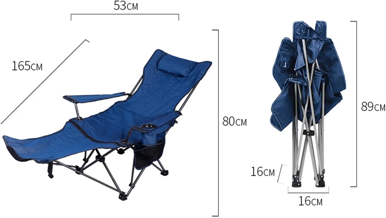 Outdoor Camping Chair Collapsible with Cup Holder Folding Fishing Beach Chair Heavy Duty Steel Recline