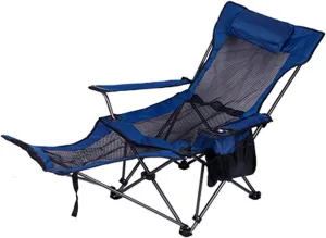 Outdoor Camping Chair Collapsible with Cup Holder Folding Fishing Beach Chair Heavy Duty Steel Recline