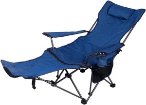 Outdoor Camping Chair Collapsible with Cup Holder Folding Fishing Beach Chair Heavy Duty Steel Recline