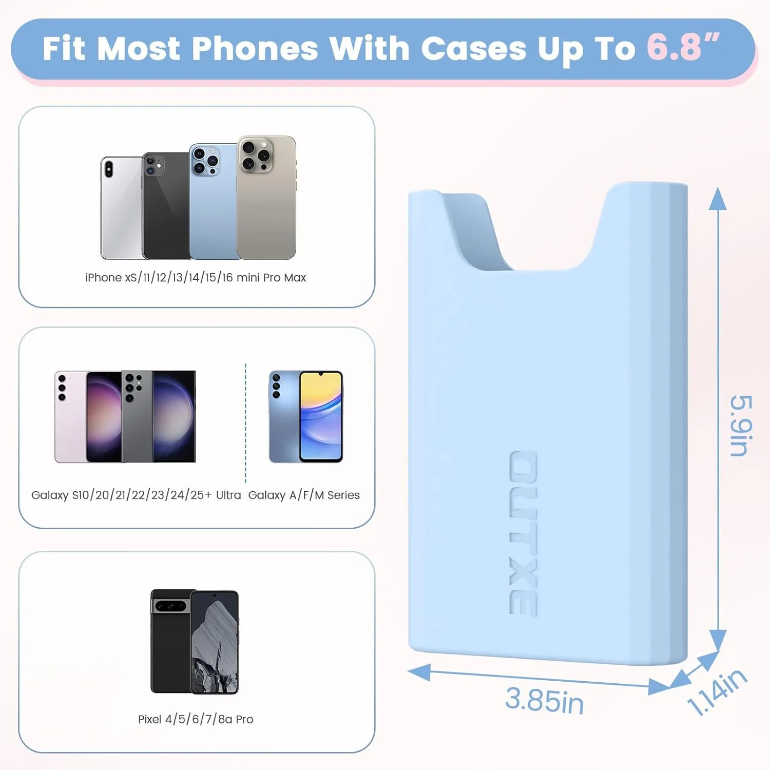 OUTXE 2 Pack Bogg Bag Phone Holder Compatible with All Bogg Bags, Silicone Cell Phone Holder Accessories for Bogg Bag, White and Blue Phone Case Holder Insert for Simple Modern