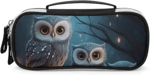 Owl on Tree Leather Makeup Bag Portable Small Cosmetic Organizer Waterproof Toiletry Bags Brushes Pencils And Travel Make Up Accessories