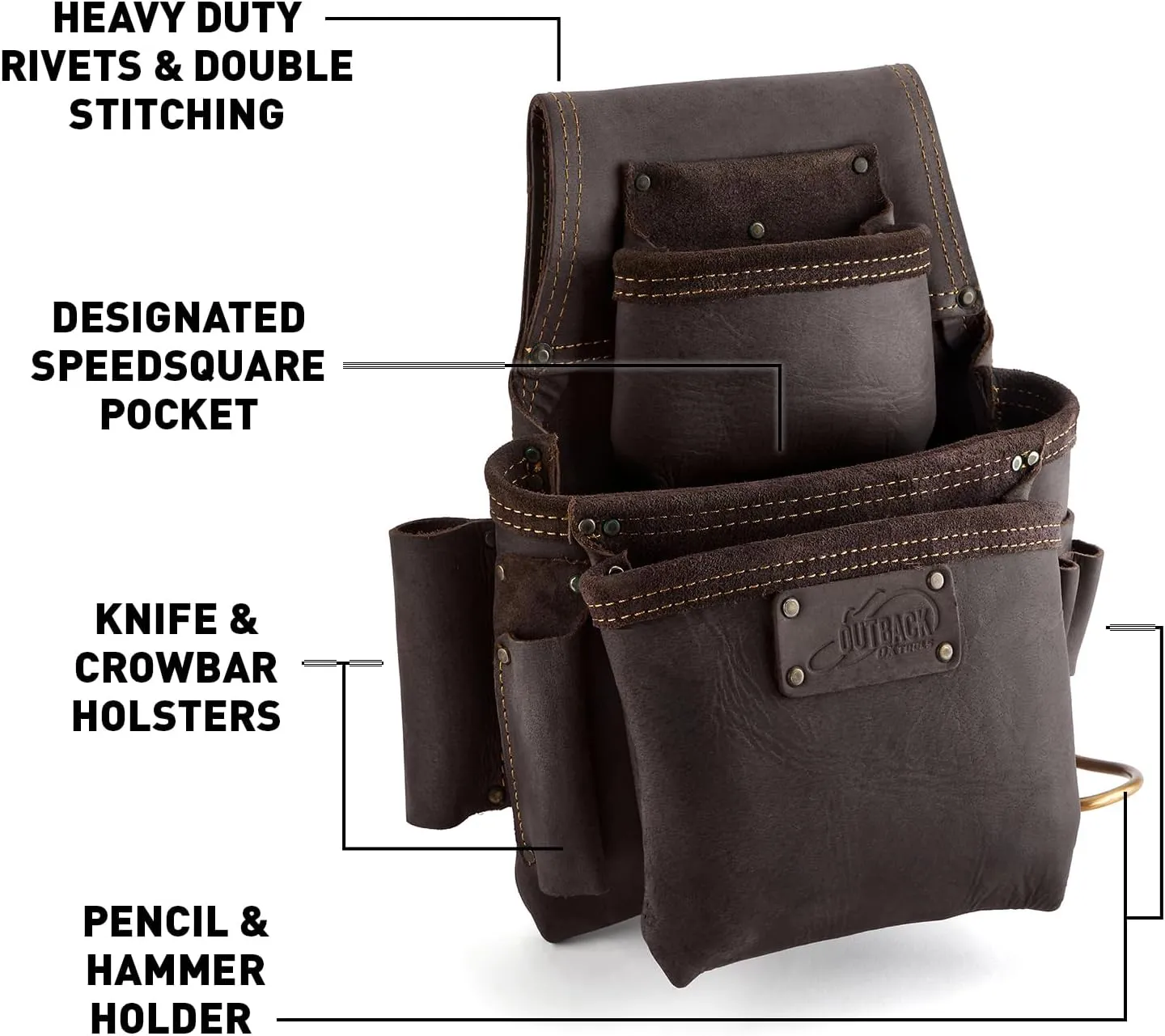 OX Tools Pro Oil-Tanned Leather Tool Pouch Set – Heavy-Duty Tool Belt Pouches for Carpenters, Drywallers, Framers & Electricians, Multi-Pocket, Reinforced Stitching & Hammer Holders