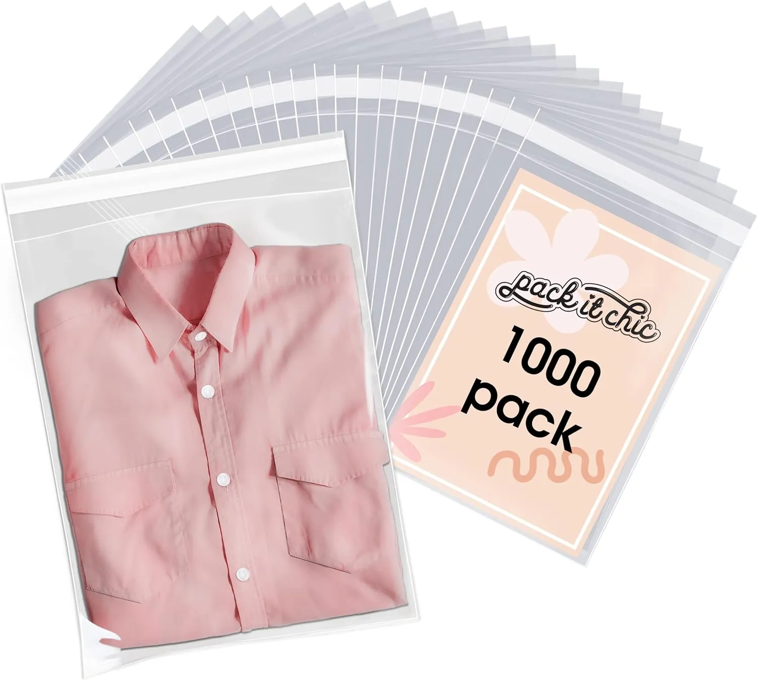 Pack It Chic - 9” X 12” (1000 Pack) Clear Resealable Polypropylene Bags - Fits A4, Letter Sized Documents, Marketing Materials - Self Seal
