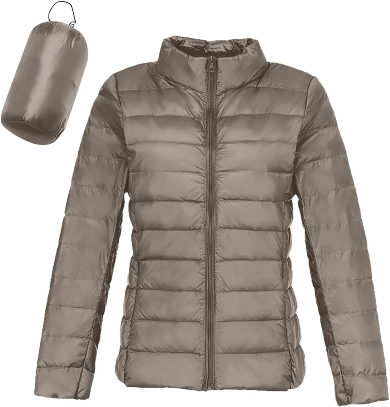 Packable Down Jacket for Women Lightweight Winter Duck Down Jackets Slim Fit Bubble Coat Zipper Warm Puffer Jacket with Hood