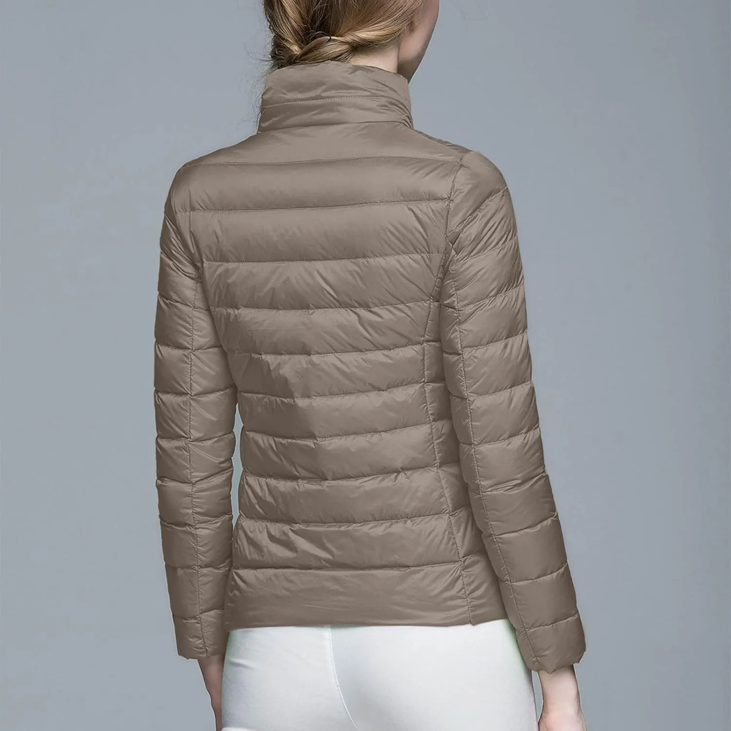Packable Down Jacket for Women Lightweight Winter Duck Down Jackets Slim Fit Bubble Coat Zipper Warm Puffer Jacket with Hood