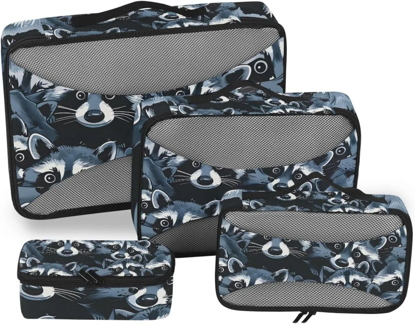 Packing Cubes for Travel 4 Set Suspicious Black Luggage Set Suitcase Organizer Bags Mesh Accessories Storage Pouch Toiletry Packing Cubes