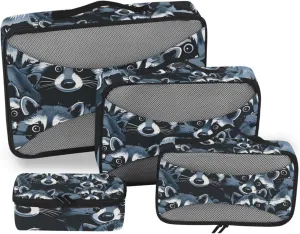 Packing Cubes for Travel 4 Set Suspicious Black Luggage Set Suitcase Organizer Bags Mesh Accessories Storage Pouch Toiletry Packing Cubes