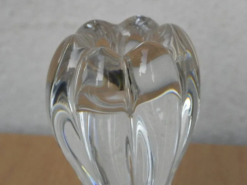 Pair Handblown Glass Flower Candle Stick Holders