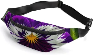 Pansy Perfection Belt Bag with Adjustable Strap, Lightweight Travel Crossbody Bags, Hands-Free Mini Fanny Packs in Running Gym