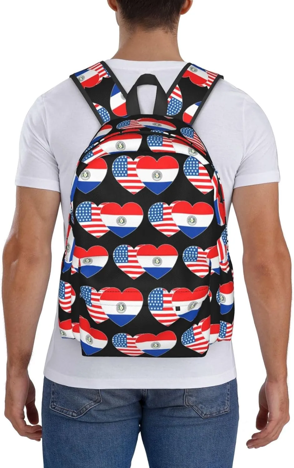 Paraguay America Flag Twin Heart for Paraguayan Americans Laptop Backpack Work Travel Backpacks Business Rucksack Casual Outdoor Daypack with Adjustable Strap Bags for Sports Office Gym Hiking