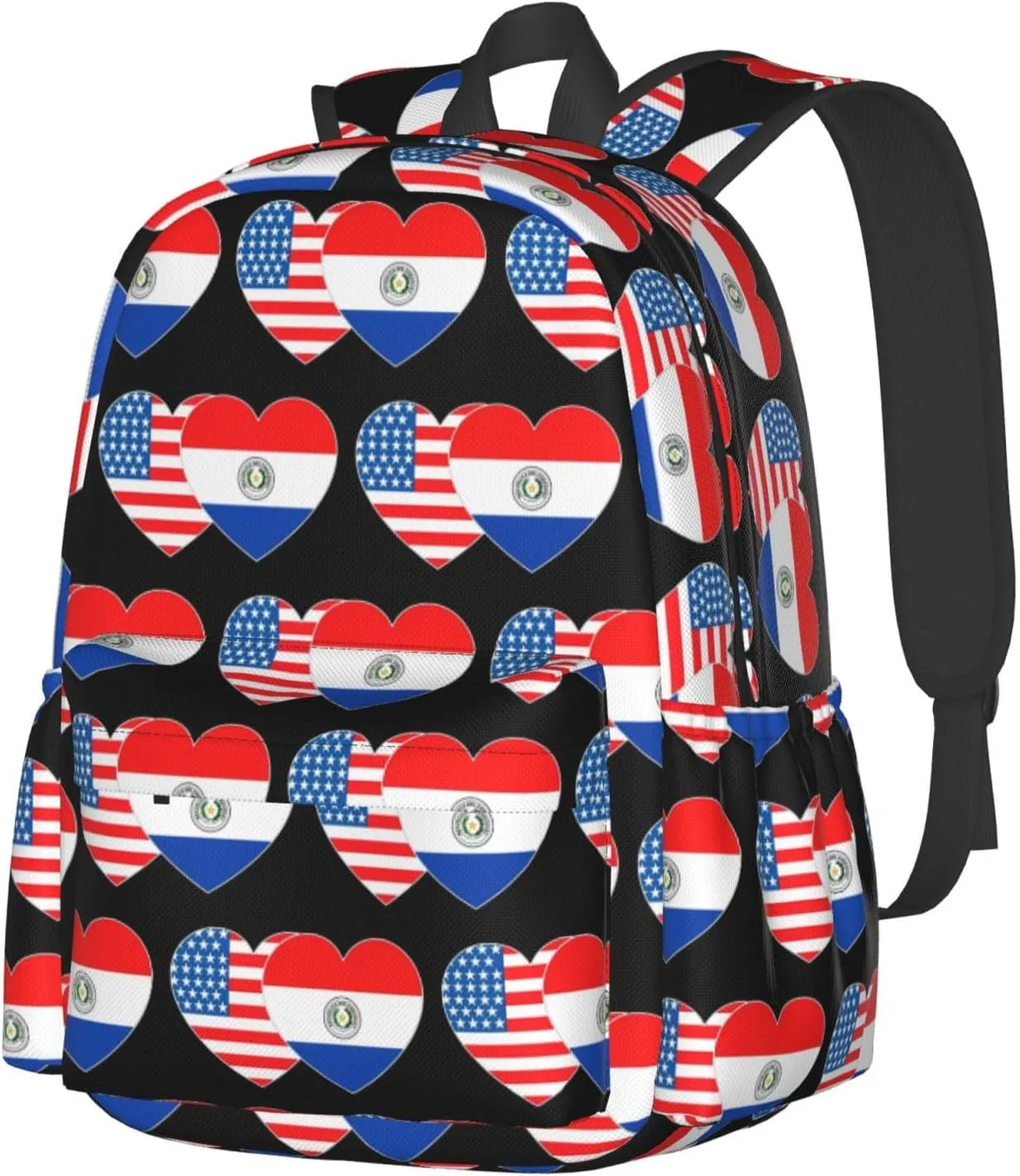 Paraguay America Flag Twin Heart for Paraguayan Americans Laptop Backpack Work Travel Backpacks Business Rucksack Casual Outdoor Daypack with Adjustable Strap Bags for Sports Office Gym Hiking