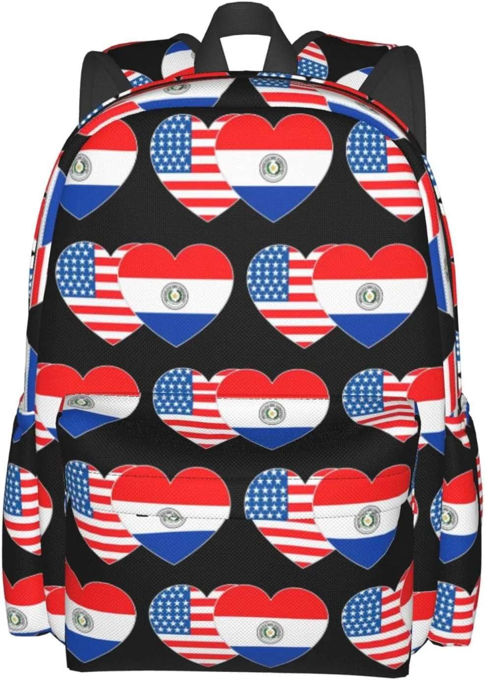 Paraguay America Flag Twin Heart for Paraguayan Americans Laptop Backpack Work Travel Backpacks Business Rucksack Casual Outdoor Daypack with Adjustable Strap Bags for Sports Office Gym Hiking