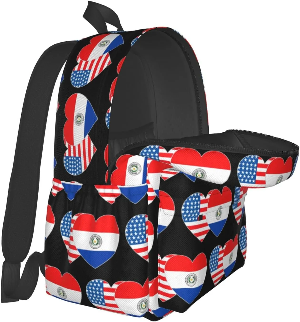 Paraguay America Flag Twin Heart for Paraguayan Americans Laptop Backpack Work Travel Backpacks Business Rucksack Casual Outdoor Daypack with Adjustable Strap Bags for Sports Office Gym Hiking