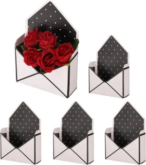 PATIKIL Florist Bouquet Envelope Boxes, 5 Packs Flower Arrangement Box Packaging Gift Paper Boxes for Wedding, Party, Birthday, Mother's Day, Black